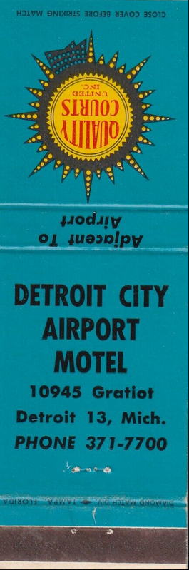 Detroit City Airport Motel - Matchbook (newer photo)